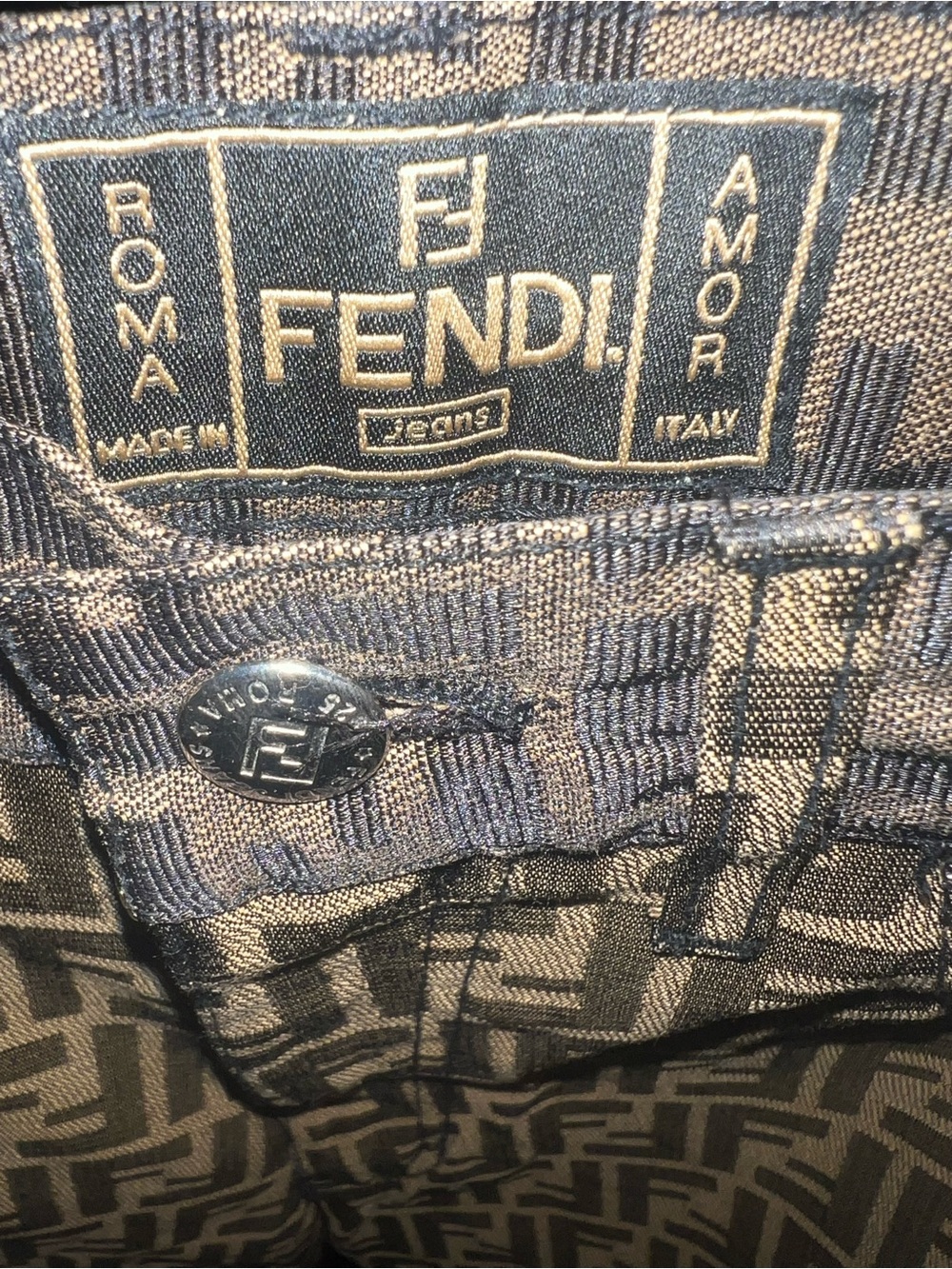Fendi Brown & Black FF Logo Print Chinos pants authentic size 2 4 - Picture 3 of 6